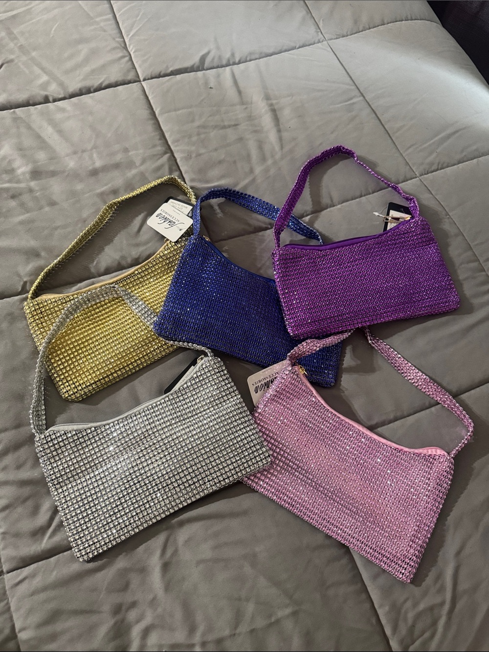 Source Unknown Shimmery Mini Shoulder Bags in Purple, Blue, Pink, Yellow, Silver